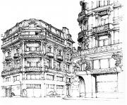 Printable adult paris street coloring pages