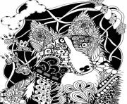 Printable wolf mandala coloring pages