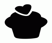 cupcake with heart silhouette