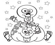 Printable halloween Skeleton Pumpkin coloring pages