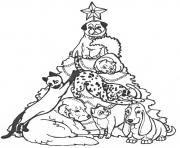 Printable christmas tree and dogs23ef coloring pages