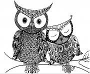 Printable adult owl coloring pages