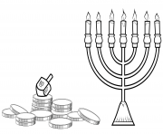 hanukkah menorah dreidel and gelt