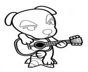 animal crossing dog with leaf guitar