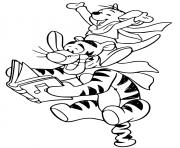 Printable Tigger Roo singing carols coloring pages