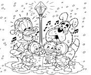 Printable Donald nephews singing carols coloring pages