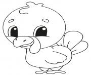 Printable turkey cute cartoon baby turkey coloring pages