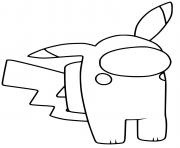 Printable Among Us Pikachu Pokemon coloring pages