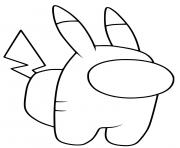 Printable Among Us Pikachu coloring pages