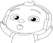 cocomelon kid listening to music