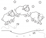 Three Sleepy Sheep to Print and Color