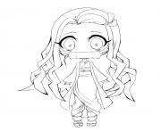 Printable Chibi Nezuko demon slayer coloring pages