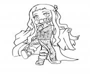 Printable Little Nezuko Kamado demon slayer coloring pages