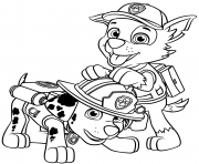 Printable Marshall And Rocky Of Paw Patrol coloring pages