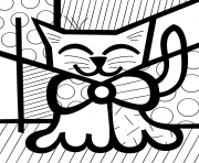 cute cat by romero britto