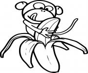 Printable Monkey and a Big Banana coloring pages