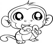 Printable Cute Monkey Eating a Banana coloring pages