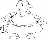 Cartoon Hen Holds a Bag